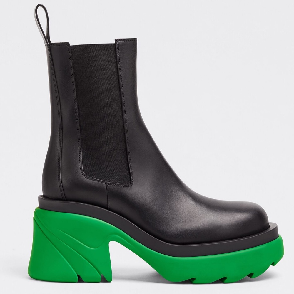 Bottega Veneta Black and Green Heeled Boots
